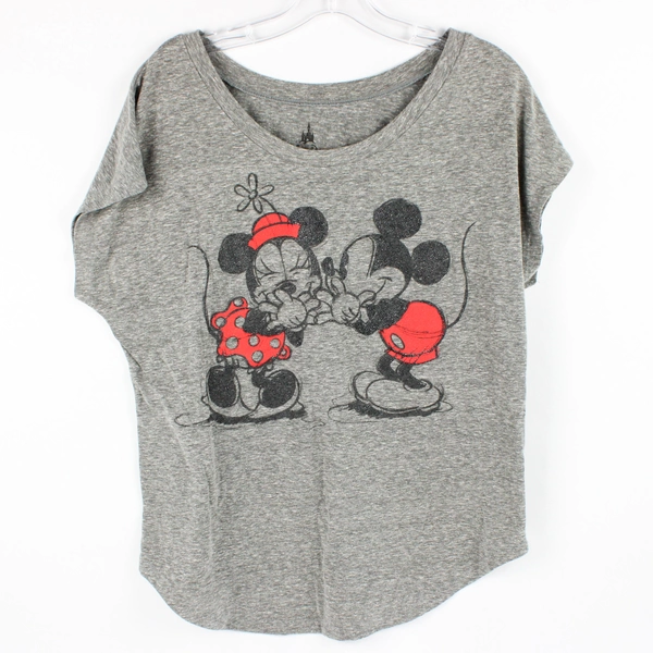 Disney Parks Women's L Mickey & Minnie Mouse Gray with Red Details