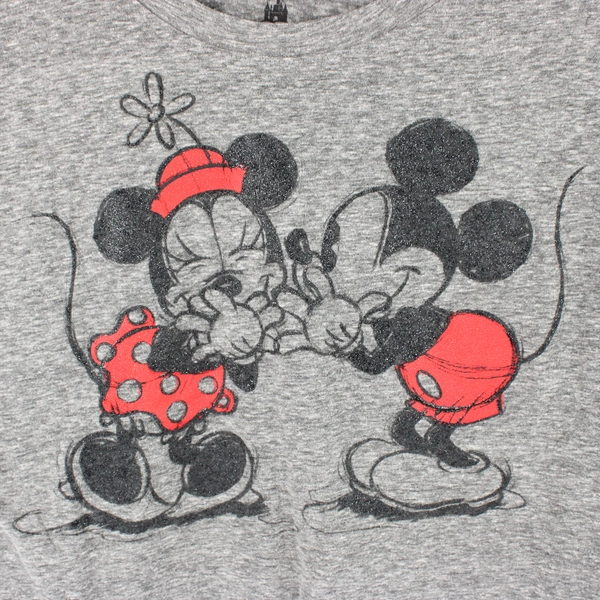 Disney Parks Women's L Mickey & Minnie Mouse Gray with Red Details