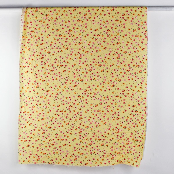 7+ Yard Lot of Leftover Fabrics Red Yellow Blue Polka Dot and Floral