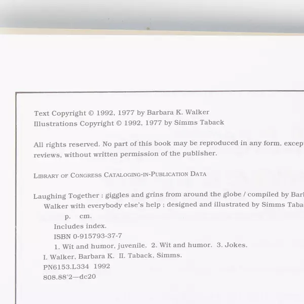 Laughing Together Giggles and Grins From Around the Globe 1992 Paperback