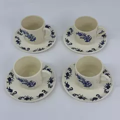 Set of 4 Vintage SCIO Blue Onion Cups and Saucers