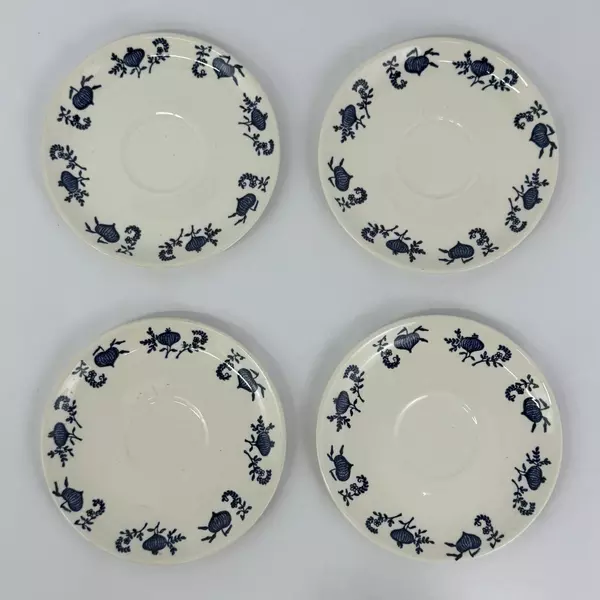 Set of 4 Vintage SCIO Blue Onion Cups and Saucers