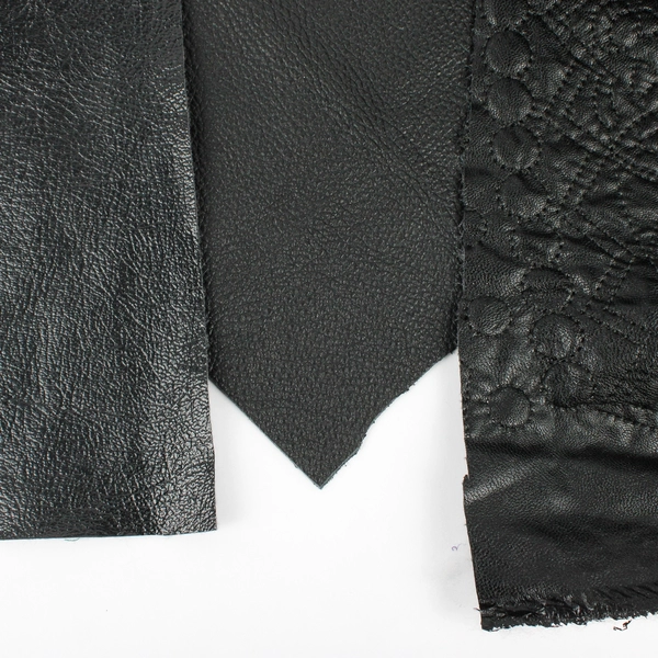 3 Pc Lot of Black Faux Leather Fabric Scraps DIY Crafts