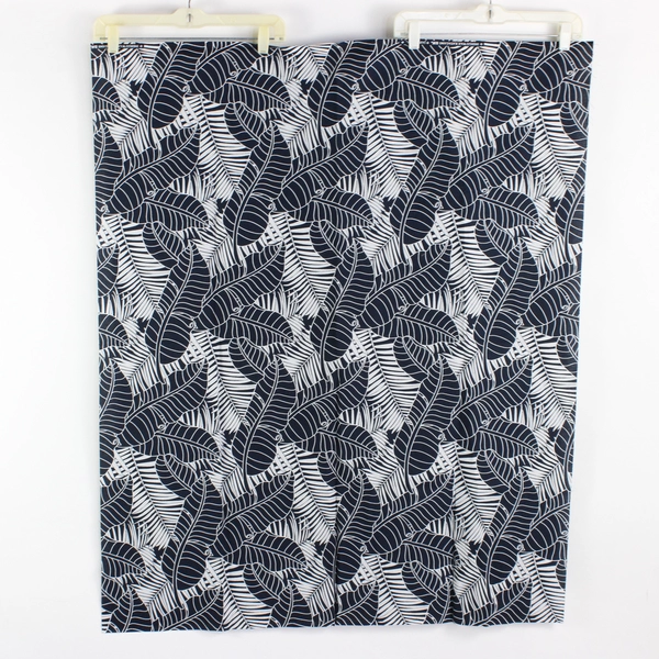 Indigo Wax Katagami Navy & White Tropical Leaf Print Cotton Fabric 1 Yd x 44" W