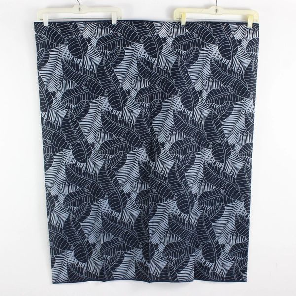 Indigo Wax Katagami Navy & White Tropical Leaf Print Cotton Fabric 1 Yd x 44" W