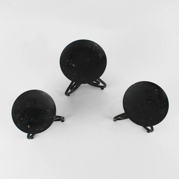 Lot of 3 Black Metal Pillar Candle Holders Graduated From 4" Diameter