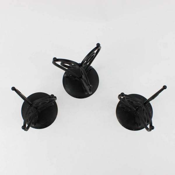 Lot of 3 Black Metal Pillar Candle Holders Graduated From 4" Diameter