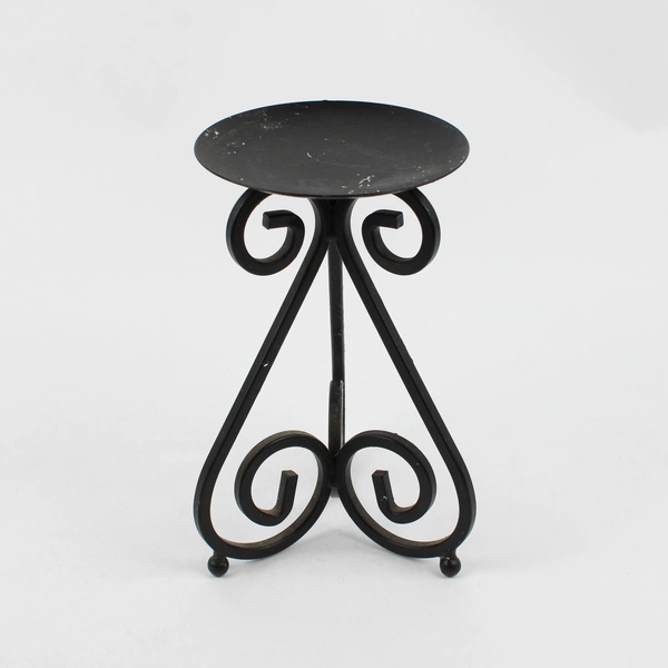 Lot of 3 Black Metal Pillar Candle Holders Graduated From 4" Diameter