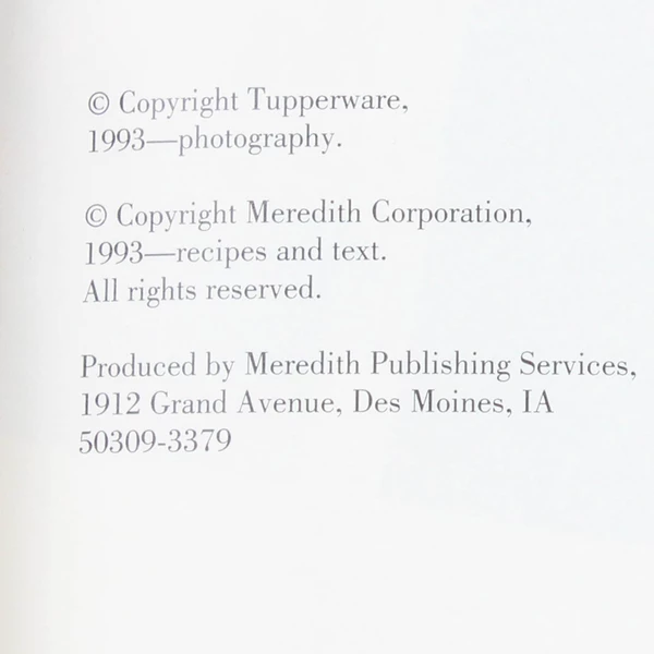 Tupperware Luscious Low-Fat Favorites Features Today's Great Tastes 1993 HC