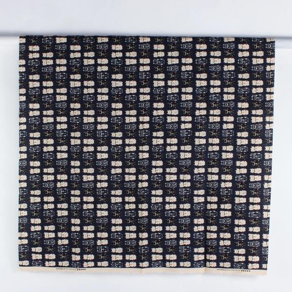 Cosmo Textile Co. Navy Blue Kawaii Lucky Cat Fabric 1 Yd x 44" W