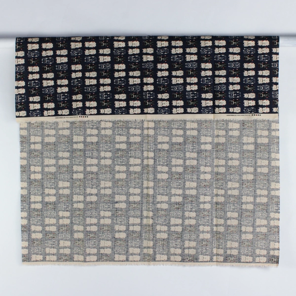 Cosmo Textile Co. Navy Blue Kawaii Lucky Cat Fabric 1 Yd x 44" W