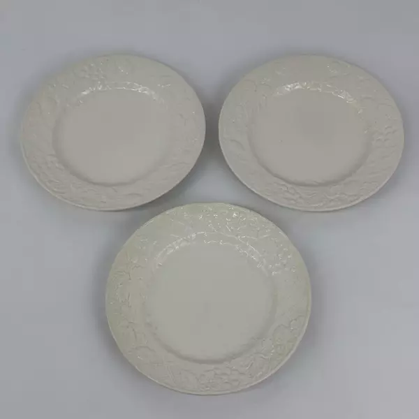 3 Mikasa English Countryside Salad Plates White Embossed Flowers 8.25 Inch