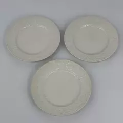 3 Mikasa English Countryside Salad Plates White Embossed Flowers 8.25 Inch