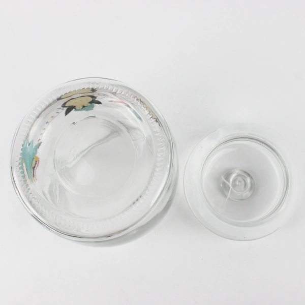 Clear Glass Cookie Jar with Lid 8" Tall Holiday Christmas Penguins