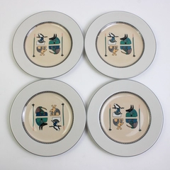 Lot Of 4 Pier 1 Imports Ancient Egyptian Patterned Bread Plates 7.75" Diameter