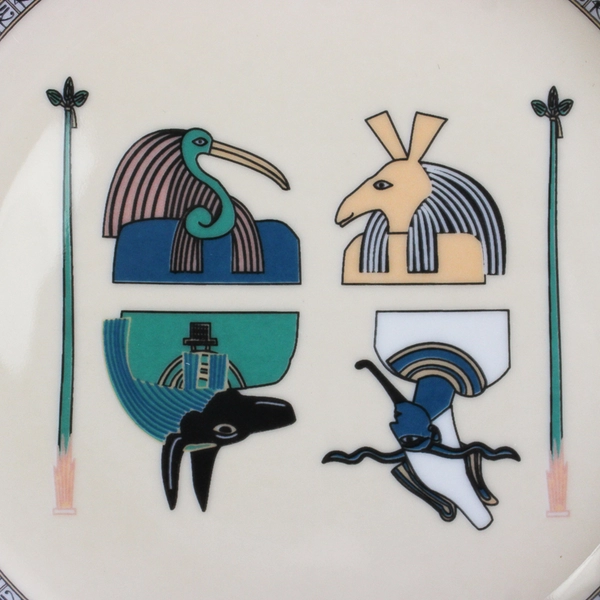 Lot Of 4 Pier 1 Imports Ancient Egyptian Patterned Bread Plates 7.75" Diameter