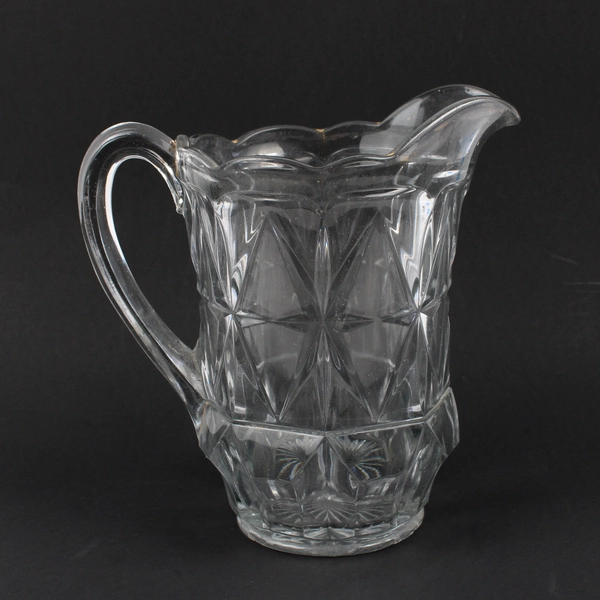 Clear Pressed Glass Drink Water Juice Barware Service Jug Pitcher
