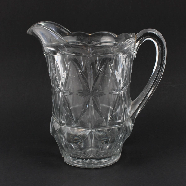 Clear Pressed Glass Drink Water Juice Barware Service Jug Pitcher
