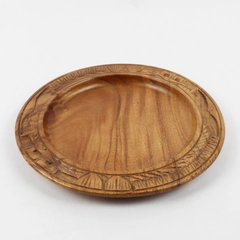 Hand Carved Serving Plate Dish 10" Diameter Durable Craftsmanship Vintage Gift