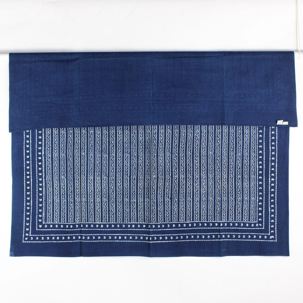 Hand Block Printed Blue Cotton 52" Square Tablecloth
