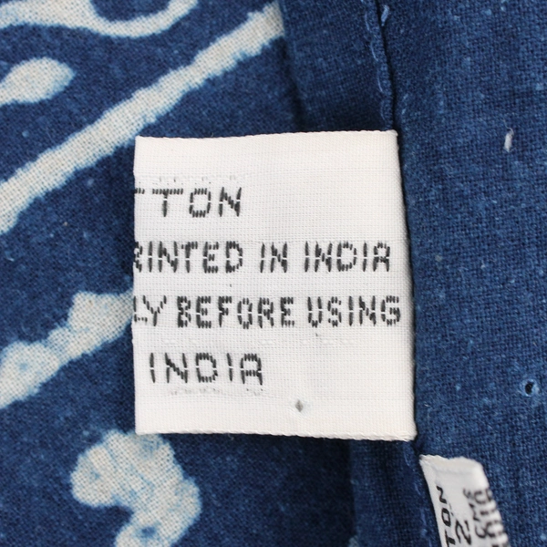 Hand Block Printed Blue Cotton 52" Square Tablecloth