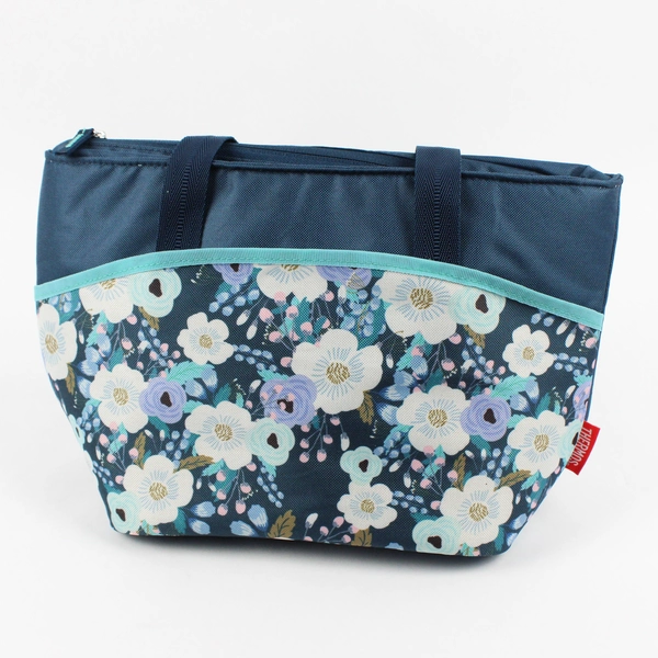 Raya by Thermos Blue Floral Insulated 9-Can Soft Tote Bag