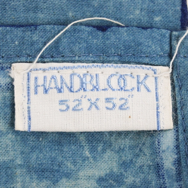 Handblock Blue Paisley Pattern Cotton Tablecloth 52" x 52" Square FLAWED