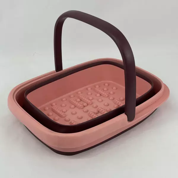 Alyster Pink and Brown Collapsible Rubber Basket