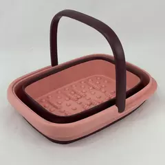 Alyster Pink and Brown Collapsible Rubber Basket
