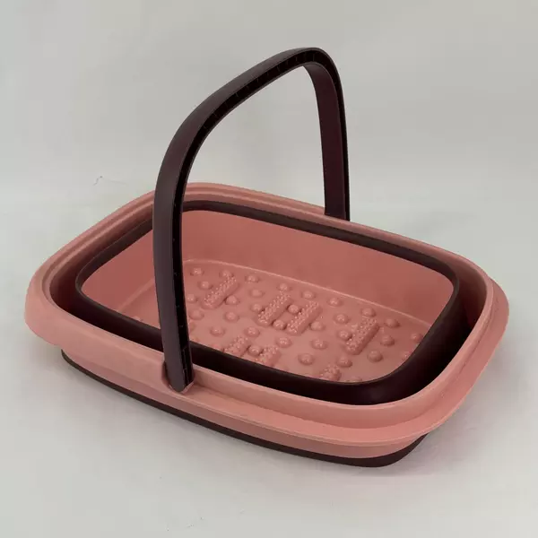 Alyster Pink and Brown Collapsible Rubber Basket
