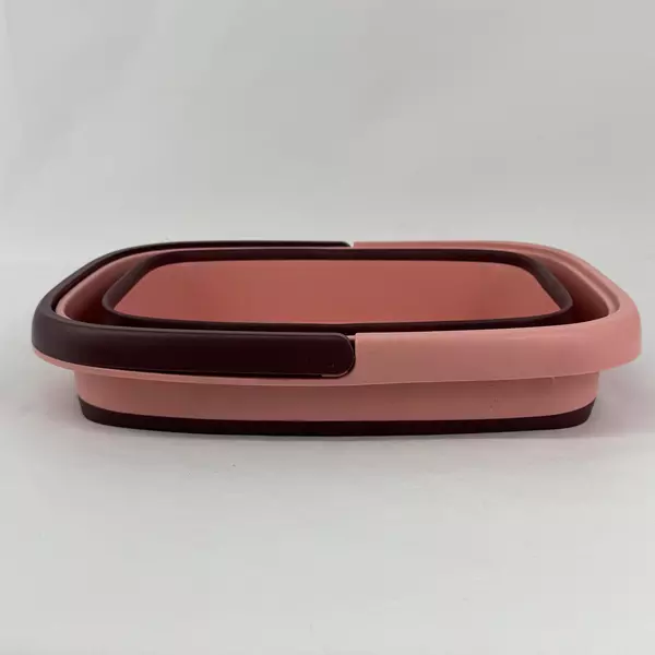 Alyster Pink and Brown Collapsible Rubber Basket