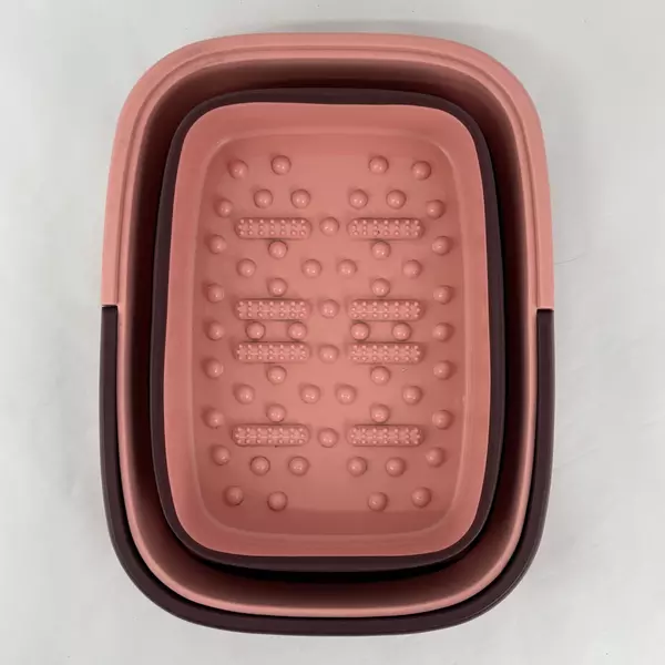 Alyster Pink and Brown Collapsible Rubber Basket