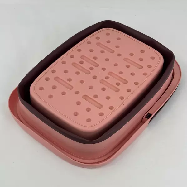 Alyster Pink and Brown Collapsible Rubber Basket