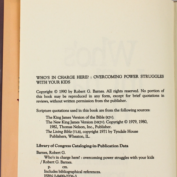 Who's in Charge Here? Overcoming Power Struggles Robert G Barnes Jr 1990 HC DJ