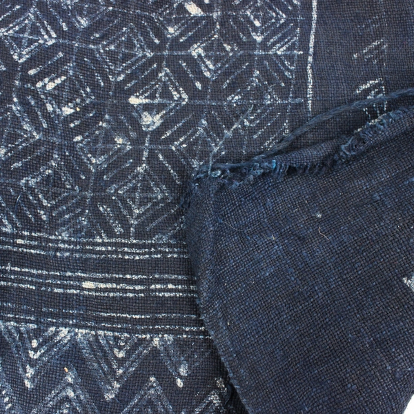 Dark Indigo Rough Edge Woven Mud Cloth Table Runner 14'