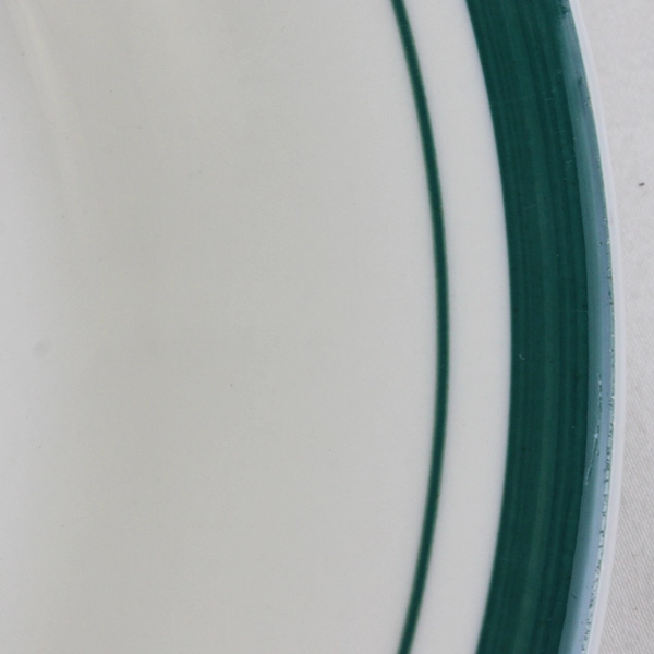 Set of 4 Totally Today White Ceramic Dinner Plates Green Band 10"