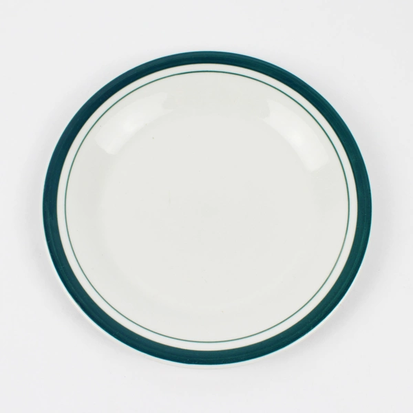 Totally Today White Ceramic Salad Plate Green Bands 7"