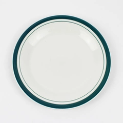 Totally Today White Ceramic Salad Plate Green Bands 7"