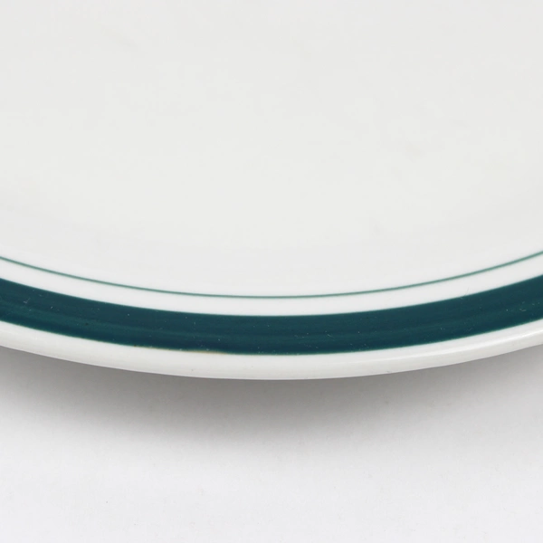 Totally Today White Ceramic Salad Plate Green Bands 7"