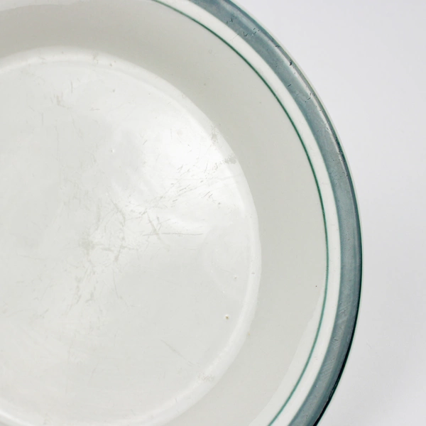 Totally Today White Ceramic Salad Plate Green Bands 7"