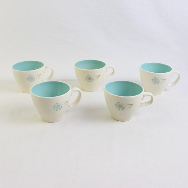 11 Piece Set Taylor Smith & Taylor Boutonniere Ceramic Coffee Cups and Saucers