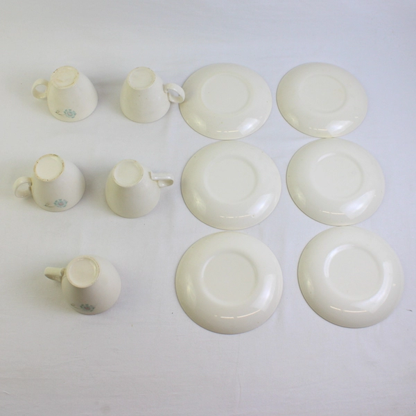 11 Piece Set Taylor Smith & Taylor Boutonniere Ceramic Coffee Cups and Saucers