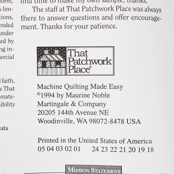 Machine Quilting Made Easy! by Maurine Noble 1994 That Patchwork Place PB