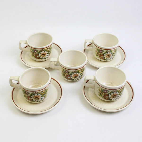 9 Piece Set VTG Lenox Temperware Magic Garden Coffee Cups and Saucers