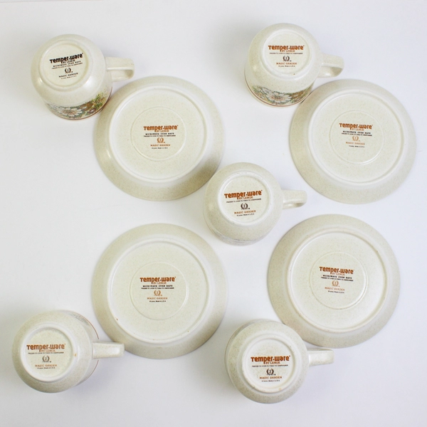 9 Piece Set VTG Lenox Temperware Magic Garden Coffee Cups and Saucers