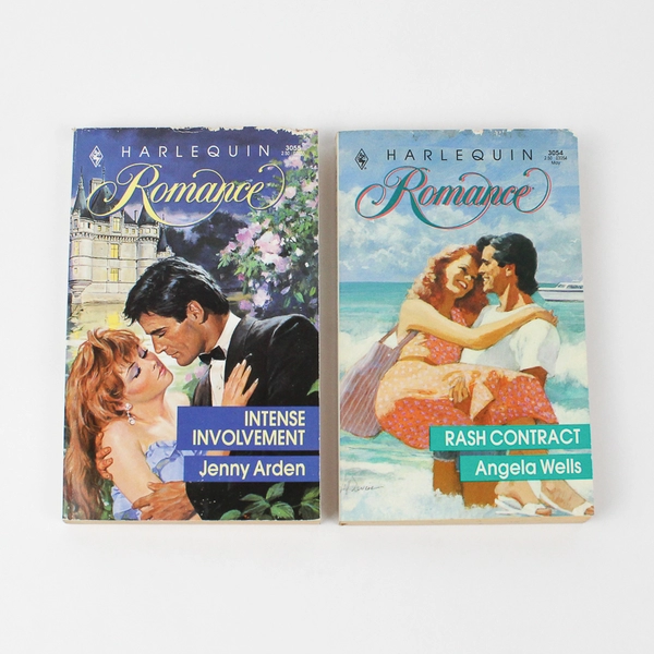 Lot of 2 1990 Harlequin Romance Novels Rash Contract & Intense Involvement PB