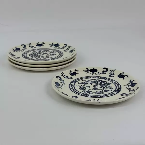 Set of 4 Vintage Scio Blue Onion Salad Plates 7 inch