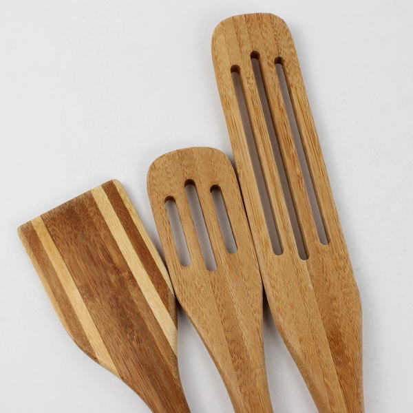 Lot Of 3 Wooden Spatulas Cooking Utensils Light Coloring