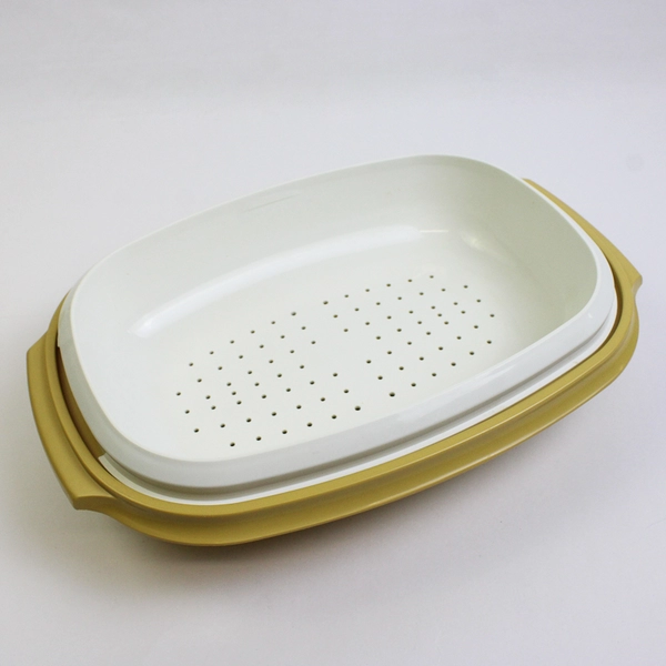 Vintage Tupperware 1273 Microwave Steamer Harvest Gold