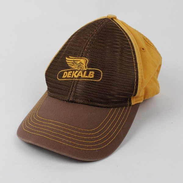 Dekalb Logo Seed Corn Adjustable Mesh Trucker Hat K-Products Farmer Brown Gold